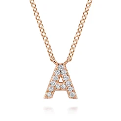 Online Gabriel & Co. 14K Pink Gold Diamond A Initial Pendant Necklace