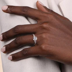 Online Gabriel & Co. Kristen - 14K White Gold Round Three Stone Diamond Engagement Ring with Kite Side Stones