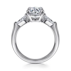 Online Gabriel & Co. Kristen - 14K White Gold Round Three Stone Diamond Engagement Ring with Kite Side Stones