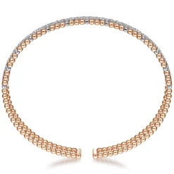 Online Gabriel & Co. 14K Rose and White Gold Bujukan Diamond Cuff Bangle