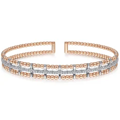 Online Gabriel & Co. 14K Rose and White Gold Bujukan Diamond Cuff Bangle
