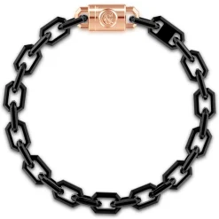 Outlet Gabriel & Co. 14K Rose Gold and Black Titanium Elongated Link Men's Bracelet