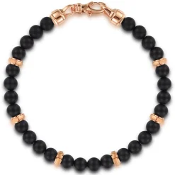 Online Gabriel & Co. 14K Rose Gold and 6mm Black Titanium Beaded Men's Bracelet