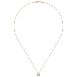 Outlet Gabriel & Co. 14K Rose Gold Aquamarine and Diamond Halo Pendant Necklace