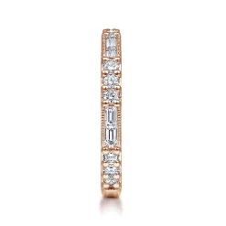 Online Gabriel & Co. 14K Rose Gold Baguette and Round Diamond Stackable Ring