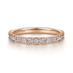 Online Gabriel & Co. 14K Rose Gold Baguette and Round Diamond Stackable Ring