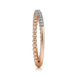 Outlet Gabriel & Co. 14K Rose Gold Beaded Pave Diamond Criss Cross Ring