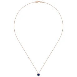 Outlet Gabriel & Co. 14K Rose Gold Blue Sapphire Pendant Necklace
