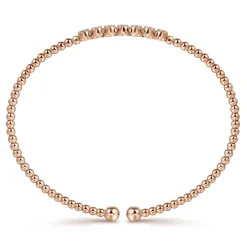 Gabriel & Co. 14K Rose Gold Bujukan Bead and Cluster Diamond Bangle