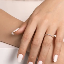 Gabriel & Co. 14K Rose Gold Bujukan Bead and Diamond Stackable Ring