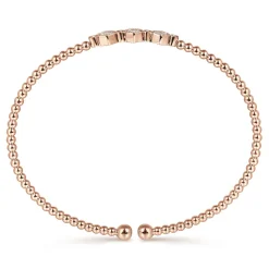 Clearance Gabriel & Co. 14K Rose Gold Bujukan Bead and Hexagon Cluster Diamond Bangle