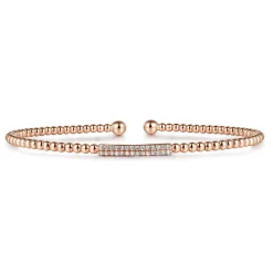 New Gabriel & Co. 14K Rose Gold Bujukan Bead Bangle with Diamonds