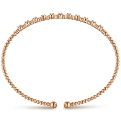 Online Gabriel & Co. 14K Rose Gold Bujukan Bead Cuff Bracelet with Diamond Stations