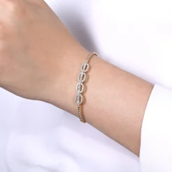 Outlet Gabriel & Co. 14K Rose Gold Bujukan Bead Cuff Bracelet with Diamond Pave Links