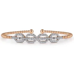 Outlet Gabriel & Co. 14K Rose Gold Bujukan Bead Cuff Bracelet with Diamond Pave Links