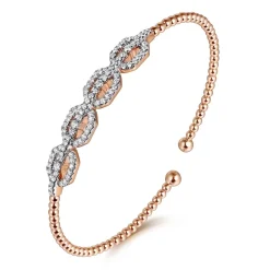 Outlet Gabriel & Co. 14K Rose Gold Bujukan Bead Cuff Bracelet with Diamond Pave Links