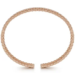 Clearance Gabriel & Co. 14K Rose Gold Bujukan Bead Cuff Bracelet with Diamond Bezel Connectors