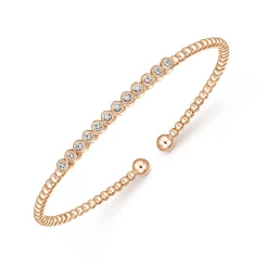 Online Gabriel & Co. 14K Rose Gold Bujukan Bead Diamond Bangle