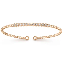 Online Gabriel & Co. 14K Rose Gold Bujukan Bead Diamond Bangle