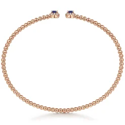 Online Gabriel & Co. 14K Rose Gold Bujukan Bead Split Cuff Bracelet with Sapphire and Diamond
