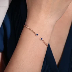 Online Gabriel & Co. 14K Rose Gold Bujukan Bead Split Cuff Bracelet with Sapphire and Diamond