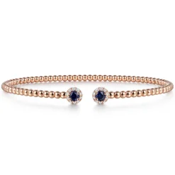 Online Gabriel & Co. 14K Rose Gold Bujukan Bead Split Cuff Bracelet with Sapphire and Diamond