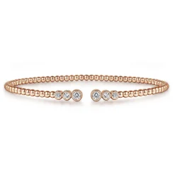 Outlet Gabriel & Co. 14K Rose Gold Bujukan Bead Split Cuff Bracelet with Bezel Set Diamonds
