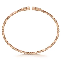 Outlet Gabriel & Co. 14K Rose Gold Bujukan Bead Split Cuff Bracelet with Bezel Set Diamonds