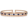 New Gabriel & Co. 14K Rose Gold Bujukan Cuff Bracelet with Marquise Sapphire and Round Diamonds