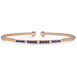 Online Gabriel & Co. 14K Rose Gold Bujukan Diamond and Blue Sapphire Split Bangle