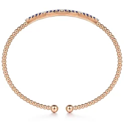 Online Gabriel & Co. 14K Rose Gold Bujukan Diamond and Blue Sapphire Split Bangle