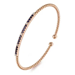 Online Gabriel & Co. 14K Rose Gold Bujukan Diamond and Blue Sapphire Split Bangle