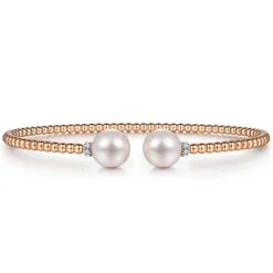 Discount Gabriel & Co. 14K Rose Gold Bujukan Diamond and Pearl Split Bangle