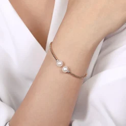 Discount Gabriel & Co. 14K Rose Gold Bujukan Diamond and Pearl Split Bangle