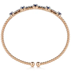 Best Gabriel & Co. 14K Rose Gold Bujukan Diamond and Blue Sapphire Cuff Bracelet