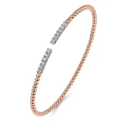 Hot Gabriel & Co. 14K Rose Gold Bujukan Diamond Bars Bangle