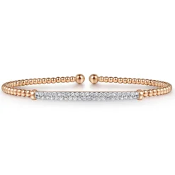 Best Gabriel & Co. 14K Rose Gold Bujukan Diamond Bar Split Bangle