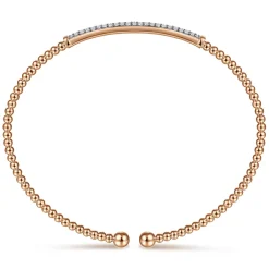 Best Gabriel & Co. 14K Rose Gold Bujukan Diamond Bar Split Bangle