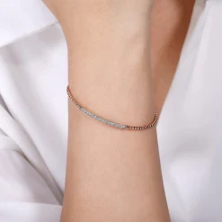 Best Gabriel & Co. 14K Rose Gold Bujukan Diamond Bar Split Bangle