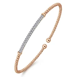 Best Gabriel & Co. 14K Rose Gold Bujukan Diamond Bar Split Bangle