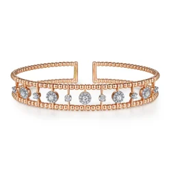 Discount Gabriel & Co. 14K Rose Gold Bujukan Diamond Cluster Cuff Bangle