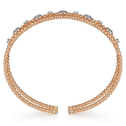 Discount Gabriel & Co. 14K Rose Gold Bujukan Diamond Cluster Cuff Bangle