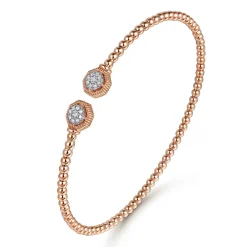 New Gabriel & Co. 14K Rose Gold Bujukan Diamond Hexagon Split Bangle