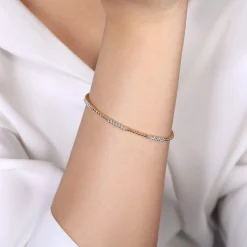 Online Gabriel & Co. 14K Rose Gold Bujukan Diamond Stations Bangle
