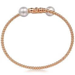 Best Gabriel & Co. 14K Rose Gold Bujukan Fresh Water Pearl Bangle