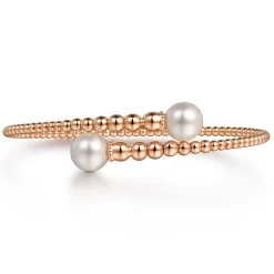 Best Gabriel & Co. 14K Rose Gold Bujukan Fresh Water Pearl Bangle