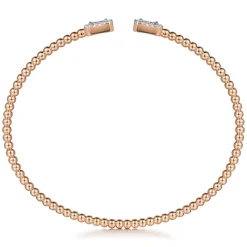 Sale Gabriel & Co. 14K Rose Gold Bujukan Open Cuff Bracelet with Diamond Baguettes