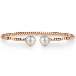 Clearance Gabriel & Co. 14K Rose Gold Bujukan Pearls Split Bangle