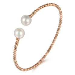 Clearance Gabriel & Co. 14K Rose Gold Bujukan Pearls Split Bangle