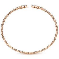Best Gabriel & Co. 14K Rose Gold Bujukan Split Cuff Bracelet with Diamond Flower Caps